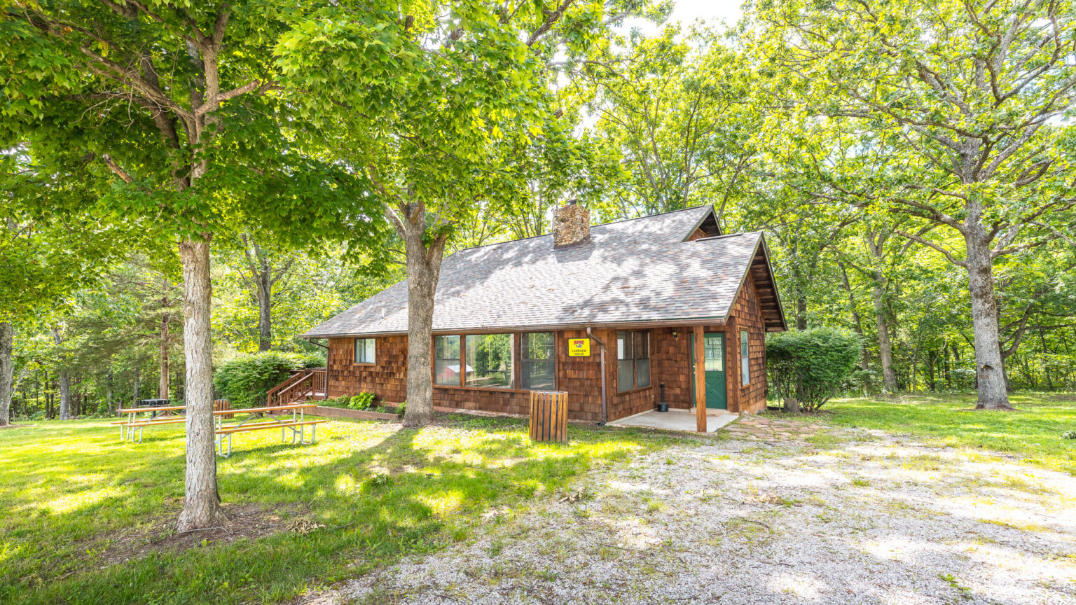 A large off-site wooden house that sleeps up to 16 people at Bass Resort.